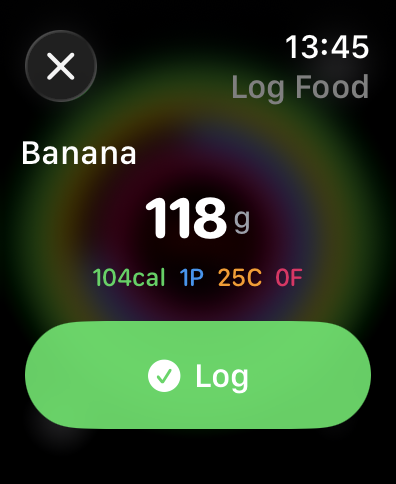 Confirm and log - Banana 118g with macros